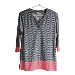 Notations Black and Pink Patterned Blouse